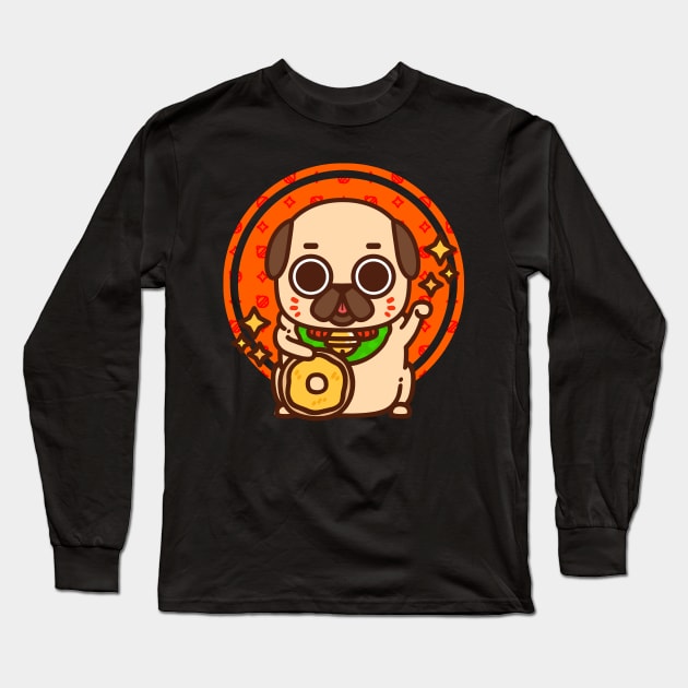 Lucky Puglie Long Sleeve T-Shirt by Puglie Pug 